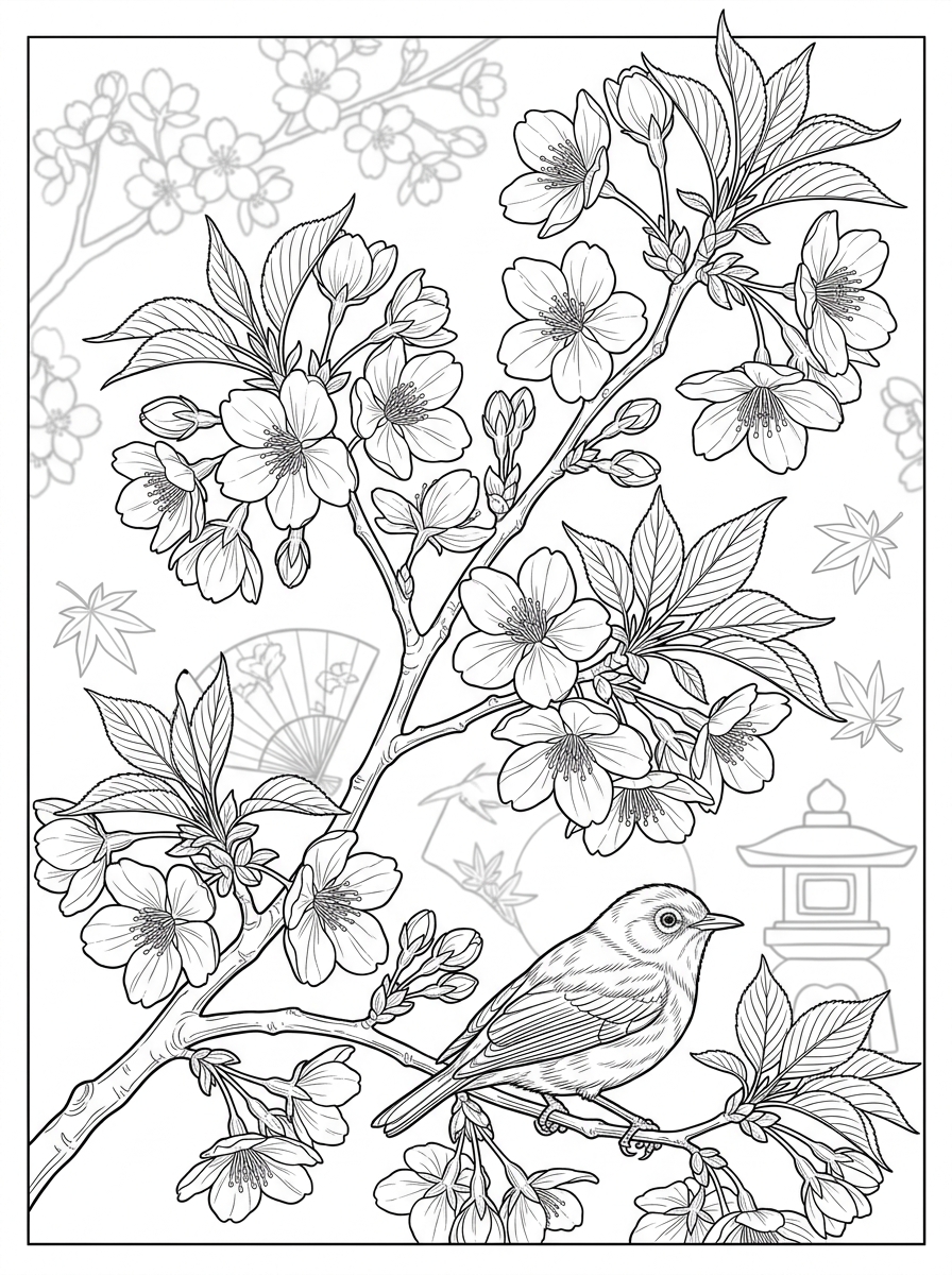 桜のぬり絵