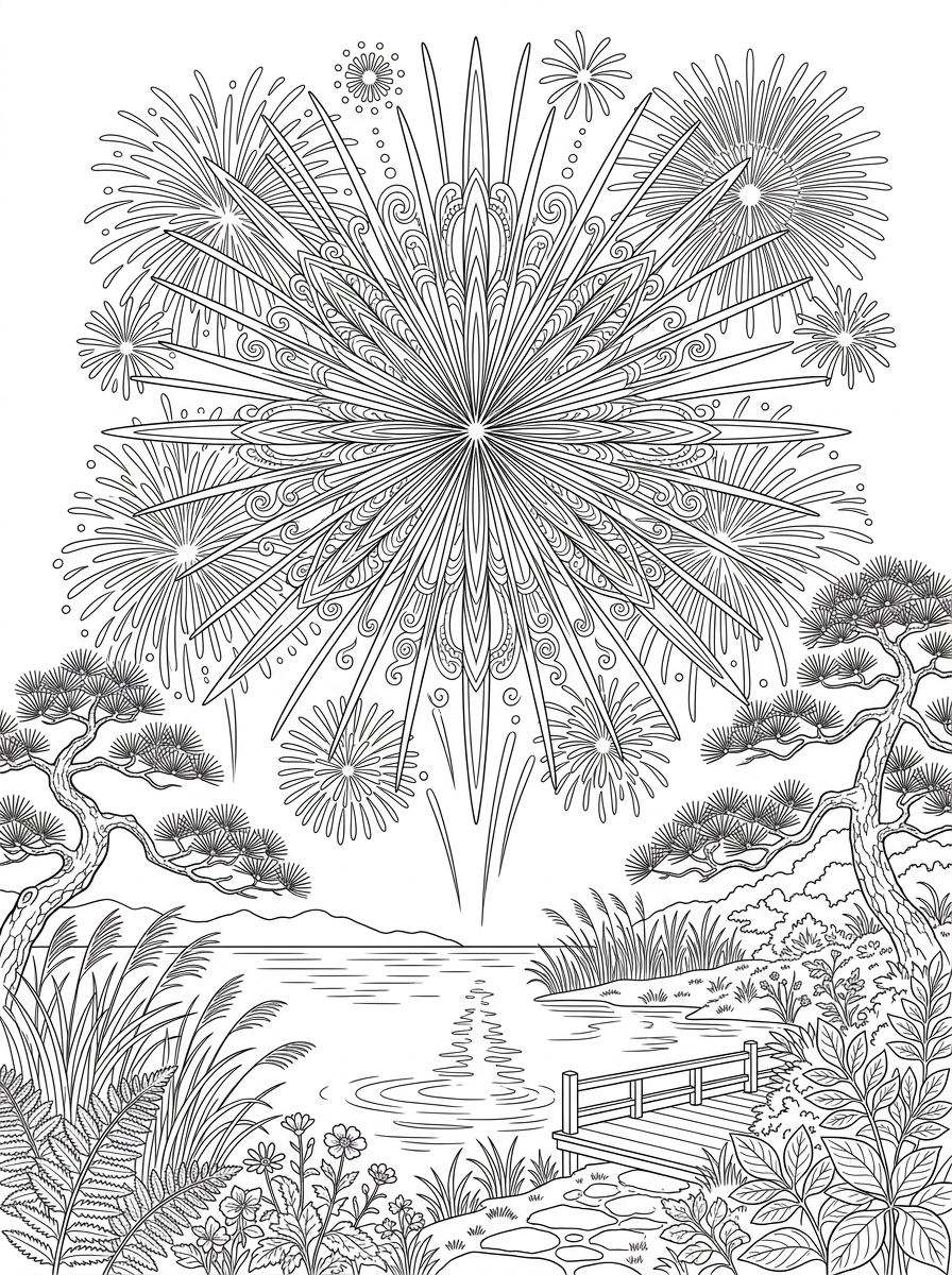 花火のぬり絵