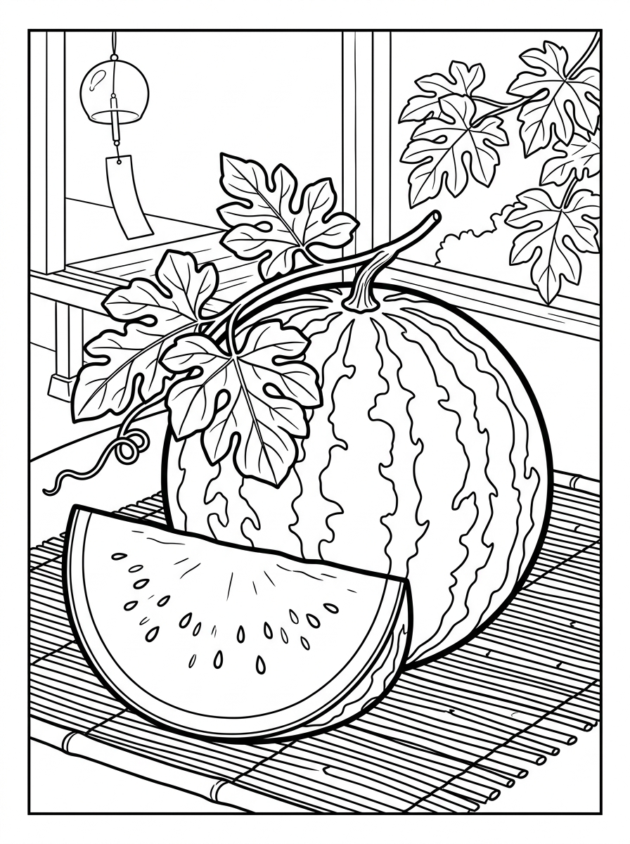すいかのぬり絵