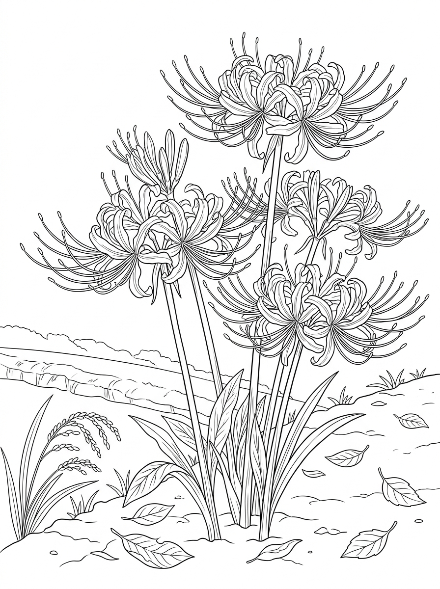 彼岸花のぬり絵