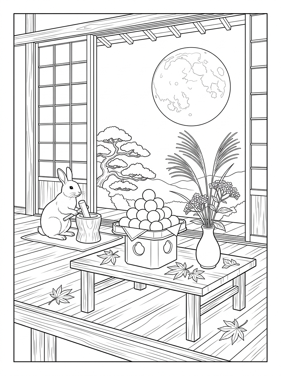 お月見のぬり絵
