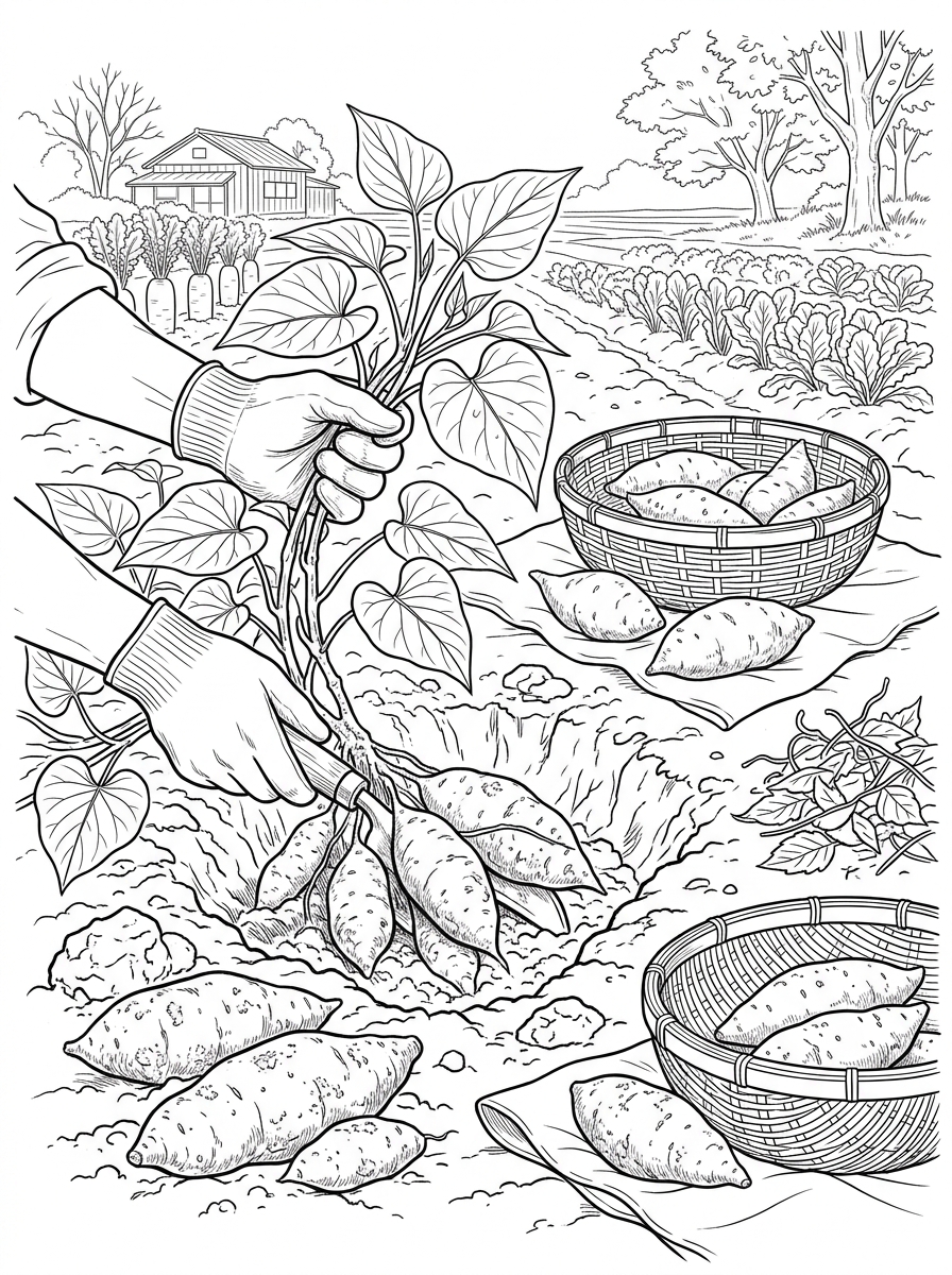 芋掘りのぬり絵