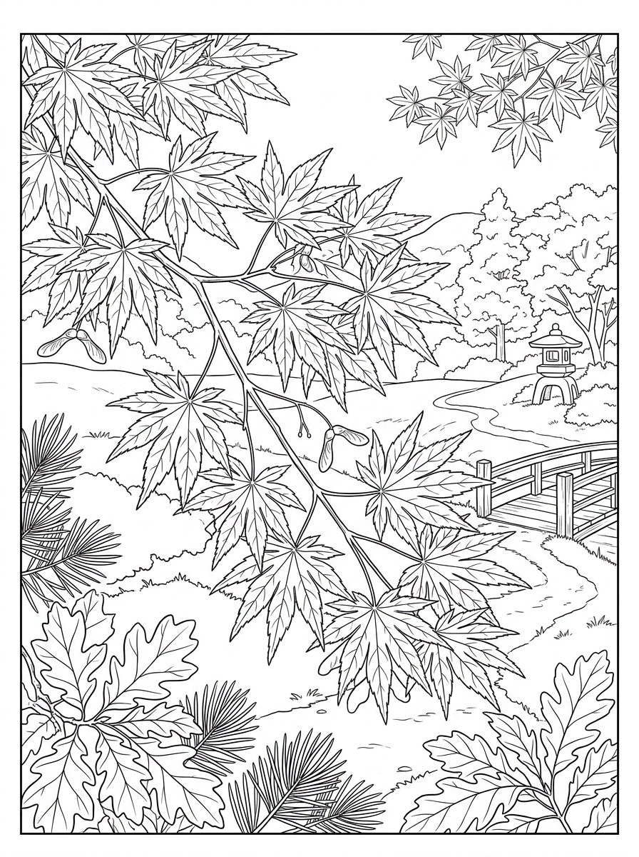 紅葉狩りのぬり絵